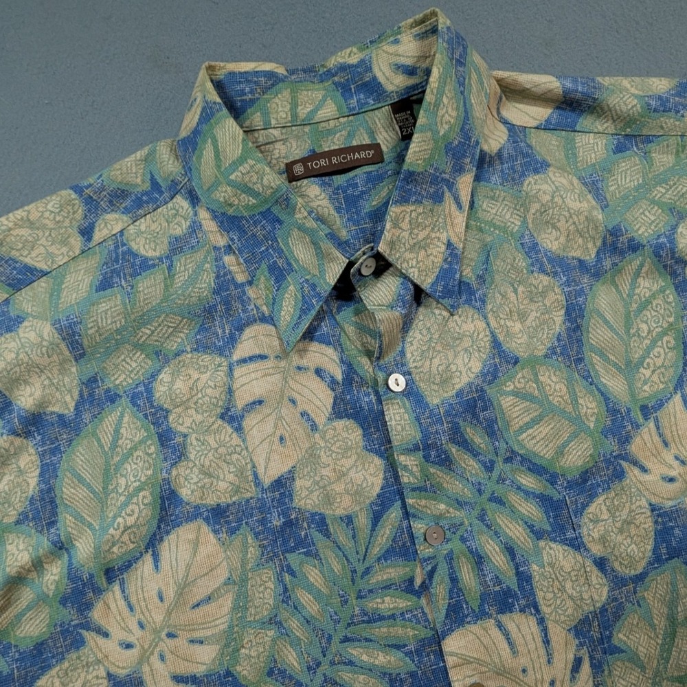Tori Richard Button Down Shirt Mens Size 2XL Tropical Leaf Print Hawaii